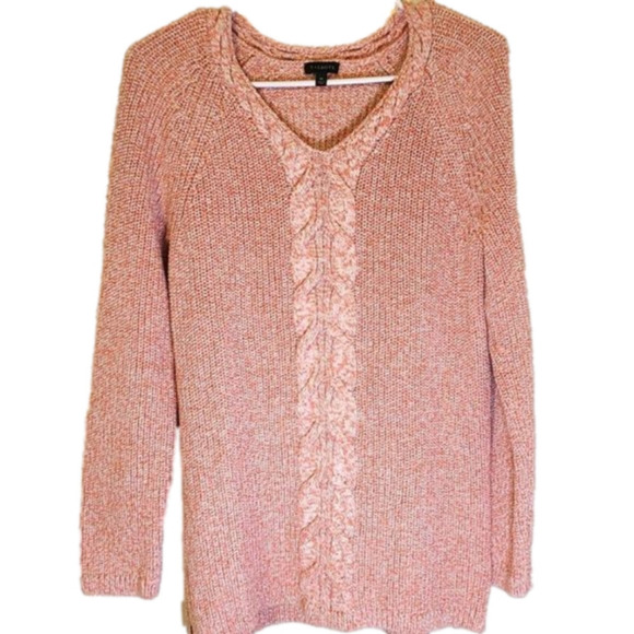 Talbots Cable Knitted Long Sleeve Oversized Sweater With Zippers On Bottom Sides - Picture 1 of 5